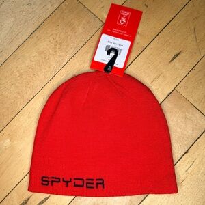 Spyder Warp Reversible BLACK RED STRETCH Beanie Hat Kids Boys One Size New $30